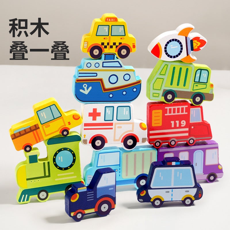 Wooden Children'S Cartoon Three-Dimensional Puzzle Dinosaur Animal Transportation Puzzle Puzzle Building Blocks Boxed Educational Toys - Image 5